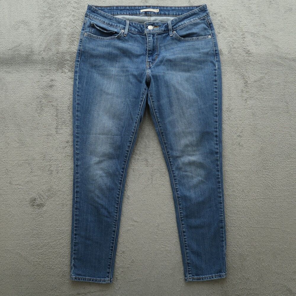 Levi's 711 Jeans Womens Size 32 Blue Mid-Rise Skinny Denim 27" Inseam Distressed